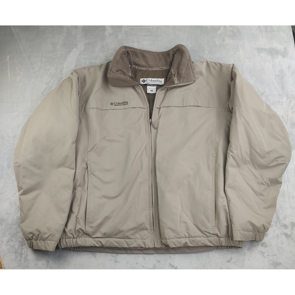 Columbia Sportswear Company Men's XL Tan Fleece Lined Zip Up Jacket Outdoor